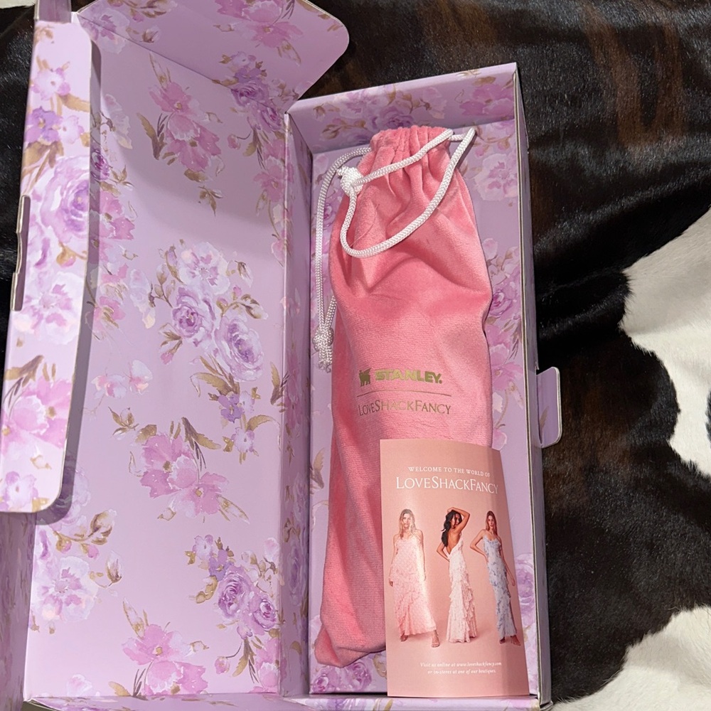 LoveShackFancy Pink Floral Box with Drawstring Bag